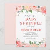 Koraal Floral Baby Sprinkle Peach Waterverf Kaart (Voorkant / Achterkant)