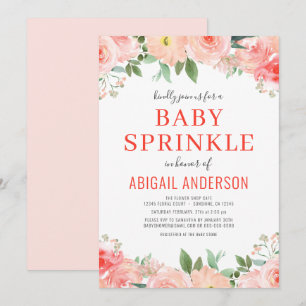  Koraal Floral Baby Sprinkle Peach Waterverf  Kaart