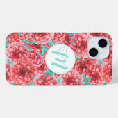 Koraal Floral Patroon en Monogram Case-Mate iPhone Case (Achterkant (horizontaal))