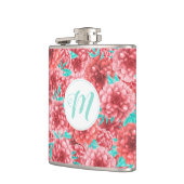 Koraal Floral Patroon en Monogram Heupfles (Links)