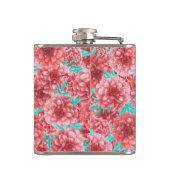 Koraal Floral Patroon en Monogram Heupfles (Achterkant)