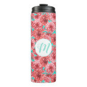 Koraal Floral Patroon en Monogram Thermosbeker (Voorkant)