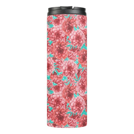 Koraal Floral Patroon en Monogram Thermosbeker (Achterkant)