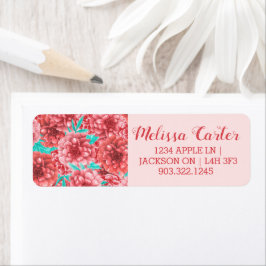 Koraal Floral Patroon en Naam Etiket