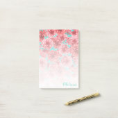 Koraal Floral Patroonverloop Post-it® Notes (Op bureau)