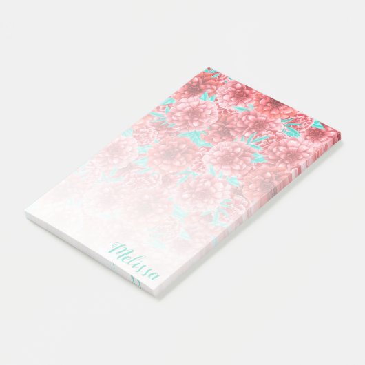 Koraal Floral Patroonverloop Post-it® Notes (Schuin)