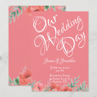 koraal Floral Pink Weddenschap Kaart