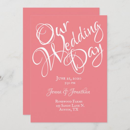  koraal Floral Pink Weddenschap Kaart (Voorkant / Achterkant)