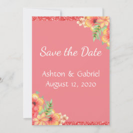  koraal Floral roze Save The Date