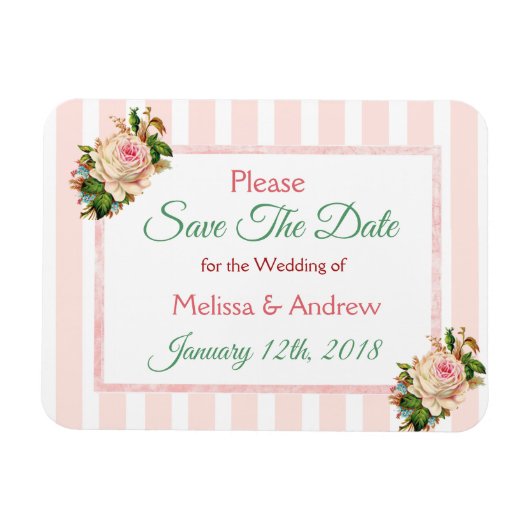 Koraal Floral Save the Date Wedding Magnet Magneet (Horizontaal)