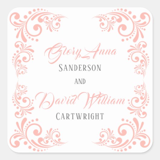 Koraal Floral Square Sticker (Voorkant)