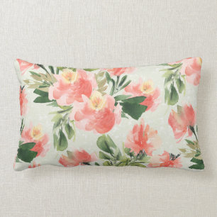 Koraal Floral Waterverf Lumbar Sierkussen Kussen