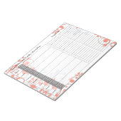 Koraal Floral Weekly Gepersonaliseerd Notitieblok  (Schuin)