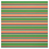 Koraal, Forest Green, Turquoise en Black Pattern Stof (Swatch)