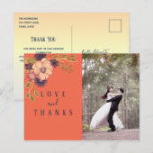 Koraal foto bruiloft dank u briefkaart (Voorkant / Achterkant)