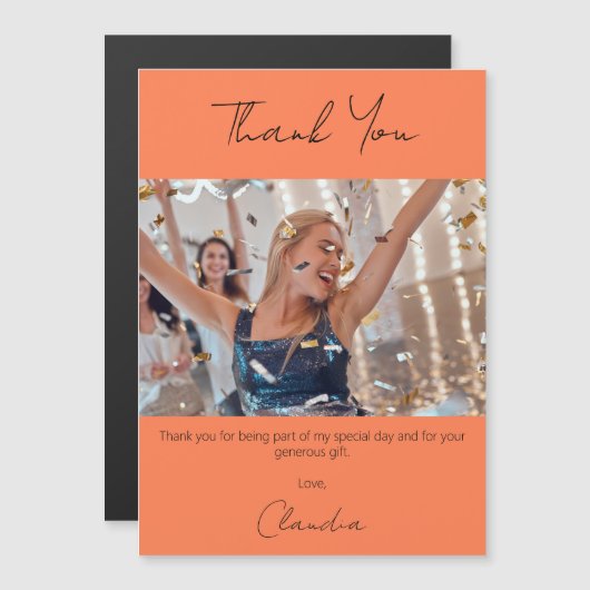 Koraal foto dank u magneet kaart (Voorkant / Achterkant)