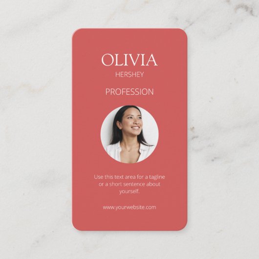 Koraal Foto Sociale QR Code Visitekaartje (Voorkant)