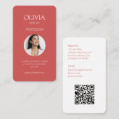 Koraal Foto Sociale QR Code Visitekaartje (Voorkant / Achterkant)