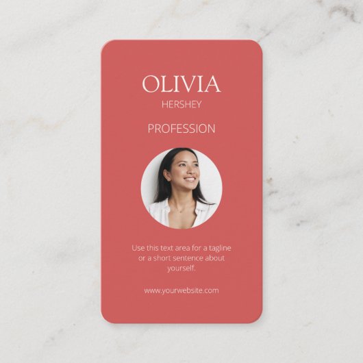 Koraal Foto Sociale QR Code Visitekaartje (Voorkant)