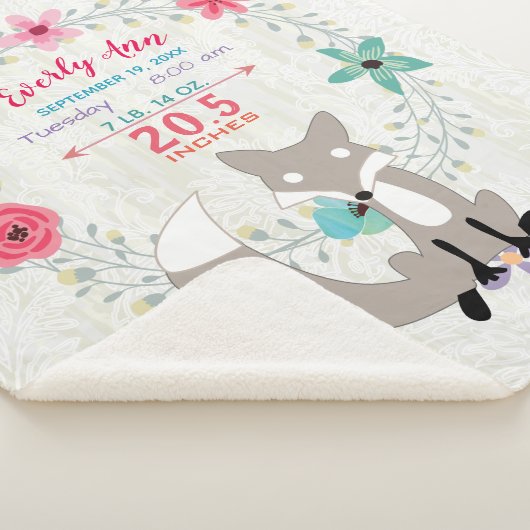 Koraal Fox Baby Girl Stats Waterverf Breed Sherpa Deken (3/4)