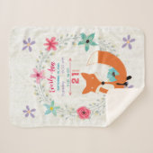 Koraal Fox Baby Girl Stats Waterverf Breed Sherpa Deken (Voorkant (horizontaal))