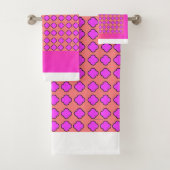 Koraal + Fuchsia Blossom Bath Towel Set Bad Handdoek (Insitu)