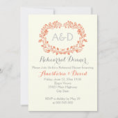 Koraal gebladerte initialen bruiloft repetitie din kaart (Voorkant)