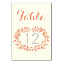 Koraal gebladerte krans lijst trouwtafel nummer