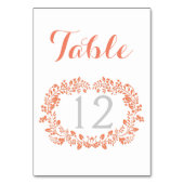 Koraal gebladerte krans lijst trouwtafel nummer kaart (Achterkant)