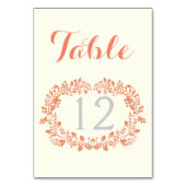 Koraal gebladerte krans lijst trouwtafel nummer kaart (Voorkant)