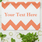 Koraal gebold Chevron met aanpasbare tekst Theedoek (Gevouwen)