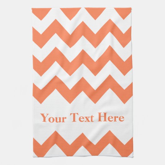 Koraal gebold Chevron met aanpasbare tekst Theedoek (Verticaal)