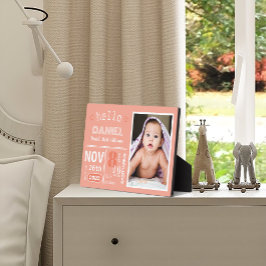 Koraal Geboorte Aankondiging Baby Foto Plaque Fotoplaat