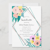 Koraal Geel Bloemen Waterverf Lijst Bachelorette Kaart (Voorkant)