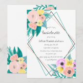 Koraal Geel Bloemen Waterverf Lijst Bachelorette Kaart (Voorkant / Achterkant)