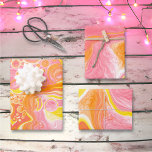 Koraal, geel en Sinaasappel Inpakpapier Vel<br><div class="desc">Oranje,  roze en gele verjaardag,  baby shower of bruiloft cadeauomslag met  schildervloeistofkunst.</div>