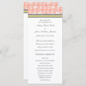 Koraal Geel Grijs Damast Trouwprogramma Programmakaart (Voorkant / Achterkant)