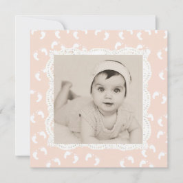 Koraal gekleurde baby meisje geboorte aankondiging