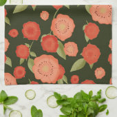 Koraal gekleurde bloem thee handdoek (Gevouwen)