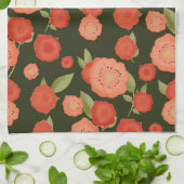 Koraal gekleurde bloem thee handdoek (Gevouwen)