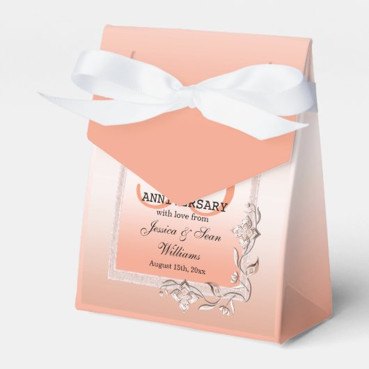 Koraal Gem en Glitter 35th Wedding Jubileum Bedankdoosjes (Voorkant Zijde)