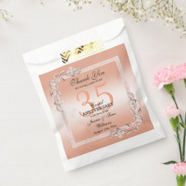 Koraal Gem en Glitter 35th Wedding Jubileum Bedankzakje