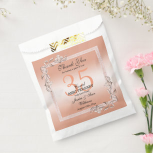 Koraal Gem en Glitter 35th Wedding Jubileum Bedankzakje