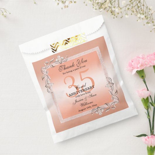 Koraal Gem en Glitter 35th Wedding Jubileum Bedankzakje (Gezegeld)