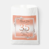 Koraal Gem en Glitter 35th Wedding Jubileum Bedankzakje (Voorkant)