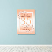 Koraal Gem en Glitter 35th Wedding Jubileum Canvas Afdruk (Insitu (Houten vloer))