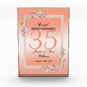 Koraal Gem en Glitter 35th Wedding Jubileum Fotoblokken (Voorkant)