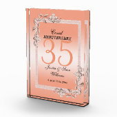 Koraal Gem en Glitter 35th Wedding Jubileum Fotoblokken (Rechts)