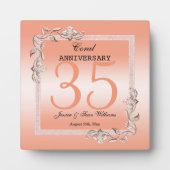 Koraal Gem en Glitter 35th Wedding Jubileum Fotoplaat (Voorkant)