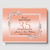 Koraal Gem en Glitter 35th Wedding Jubileum Gastenboek (Voorkant)